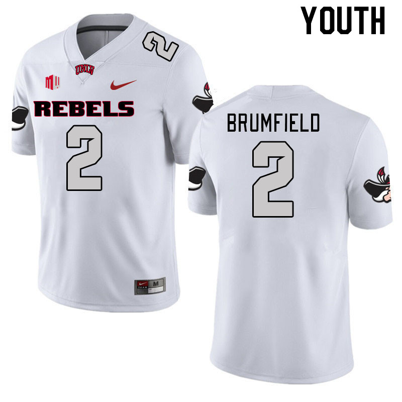 Youth #2 Doug Brumfield UNLV Rebels 2023 College Football Jerseys Stitched-White